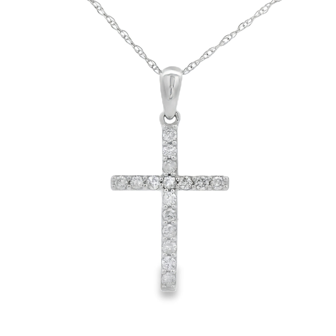 .19ct Diamond Cross Religious Pendant 14KT White Gold