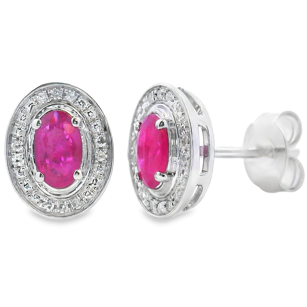 .73ct Ruby Diamond Earrings 10KT White Gold