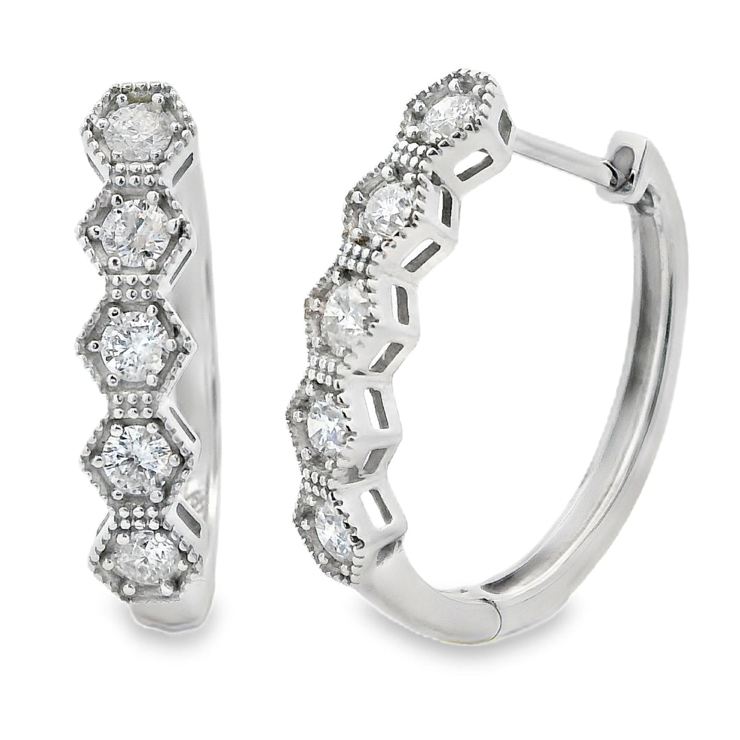 .50ct Diamond Hoop Earrings 14KT White Gold