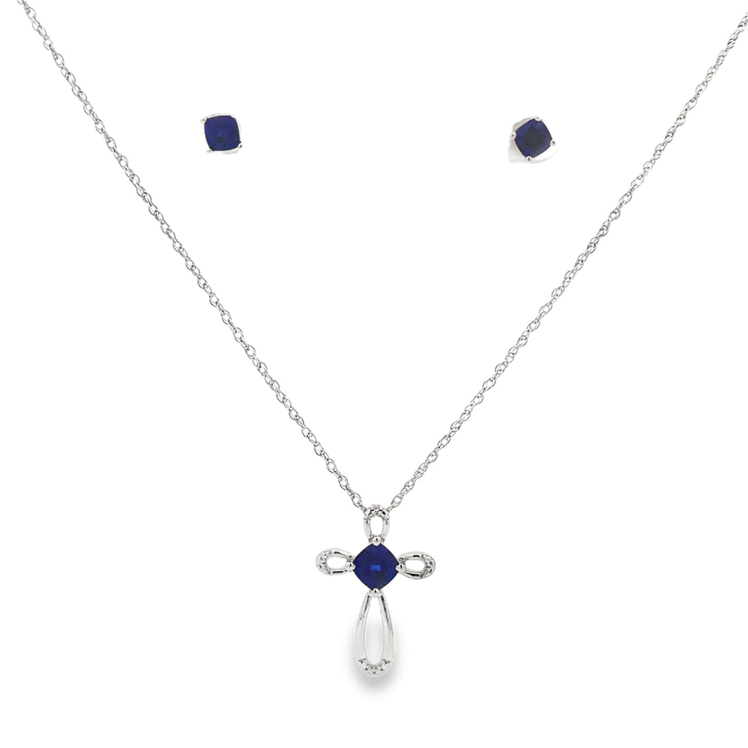 Created Sapphire Jewelry sets Sterling Silver
