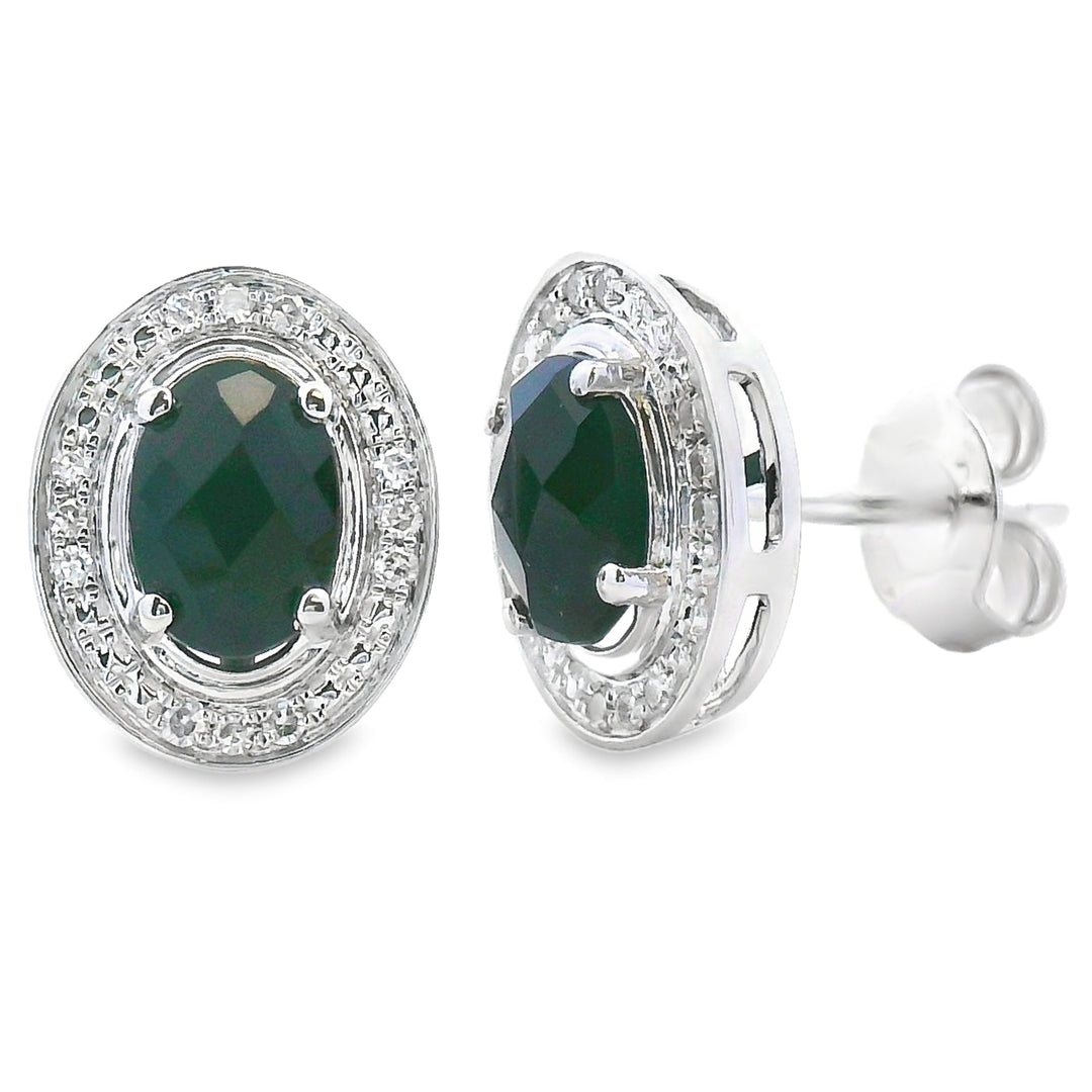 1.05ct Onyx Diamond Earrings 10KT White Gold