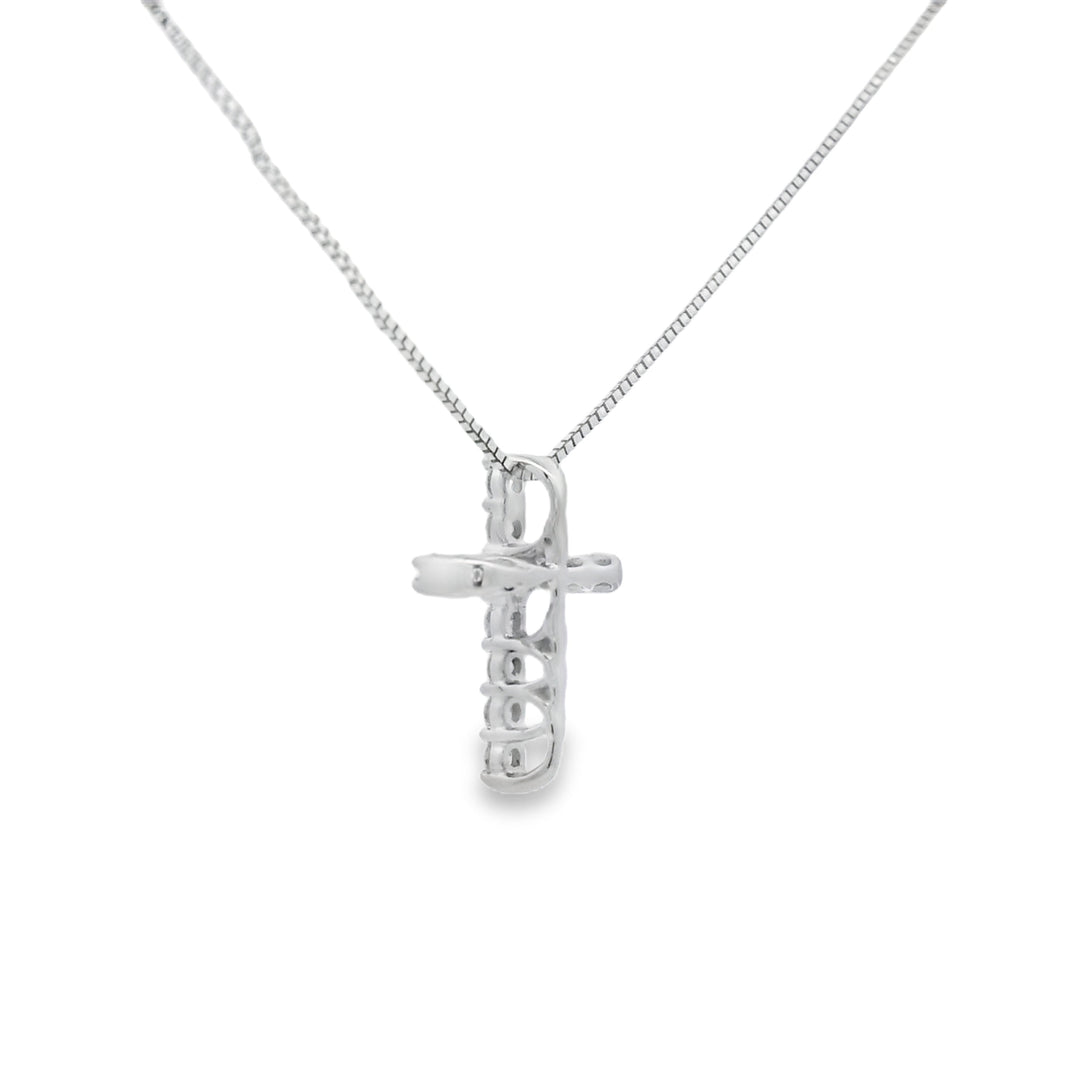 .15ct Diamond Cross Religious Pendant 14KT White Gold