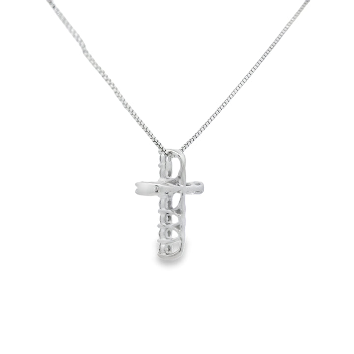 .15ct Diamond Cross Religious Pendant 14KT White Gold