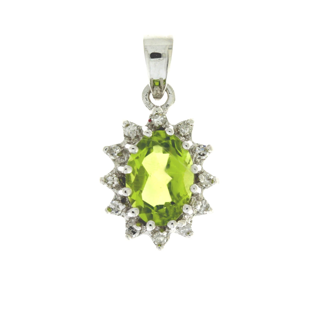.96ct Peridot Diamond Fashion Pendants 10KT White Gold