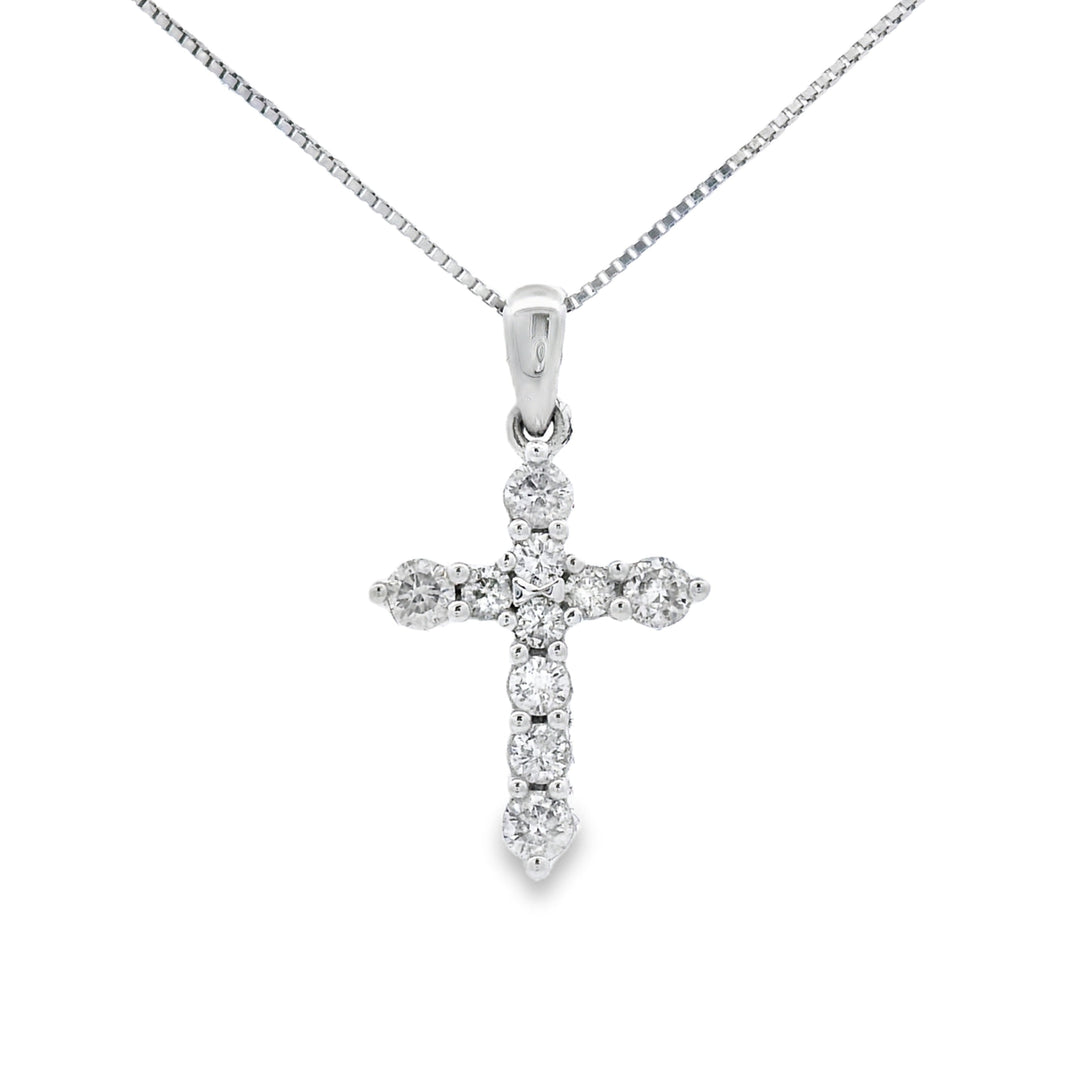 .30ct Diamond Cross Religious Pendant 14KT White Gold