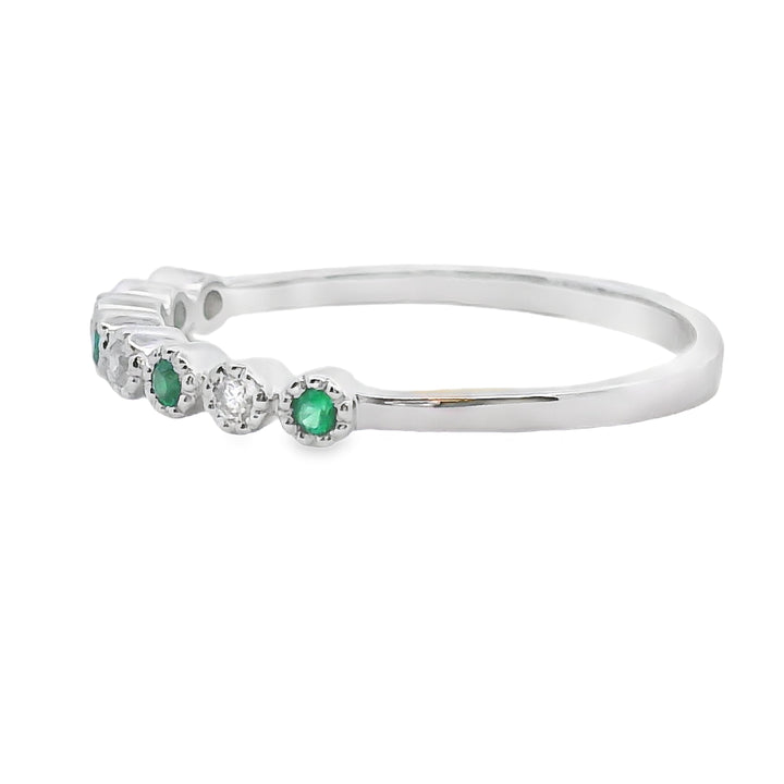 Emerald Diamond stackable band set 14KT White Gold