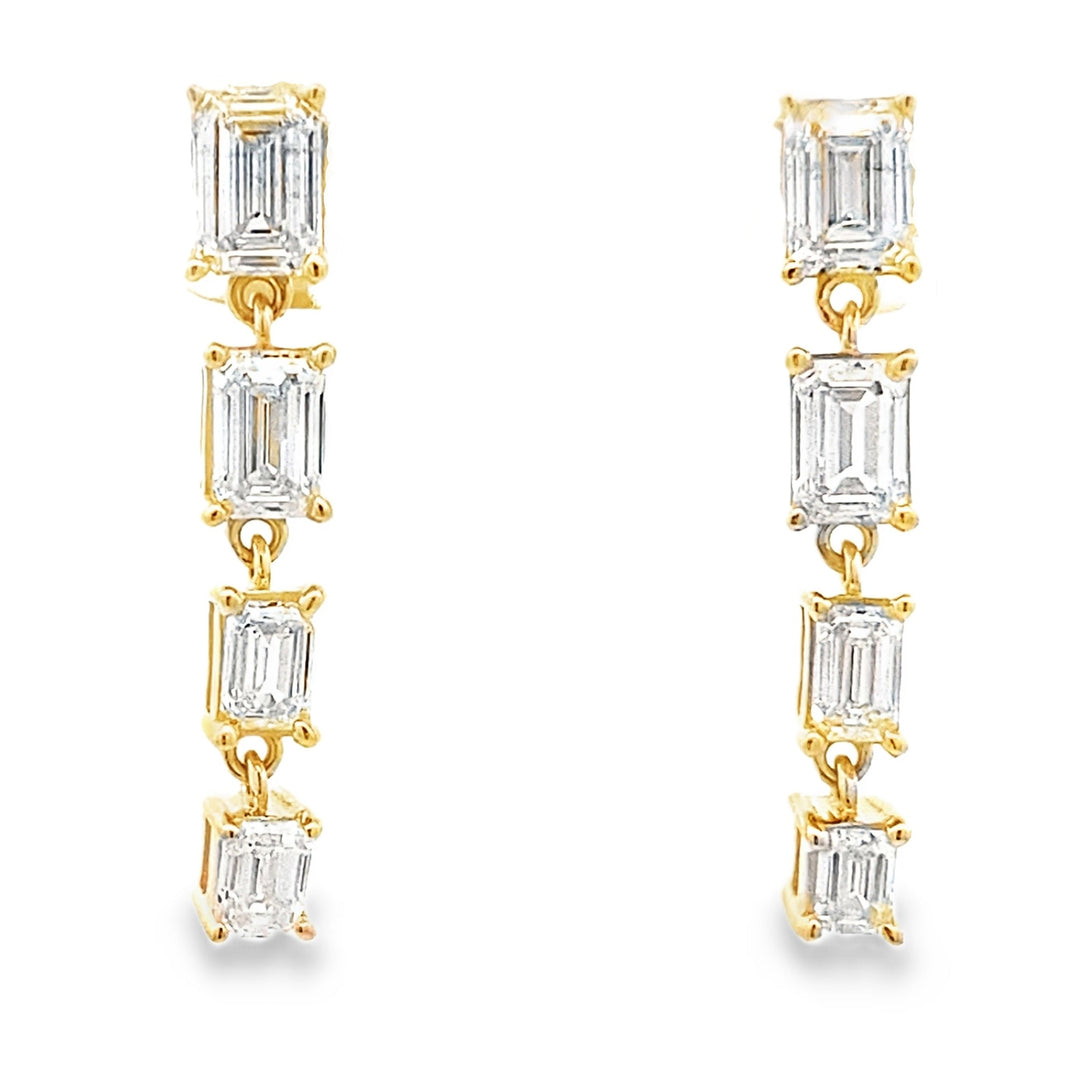 Lab Grown Diamond Dangle Earrings 14KT Yellow Gold