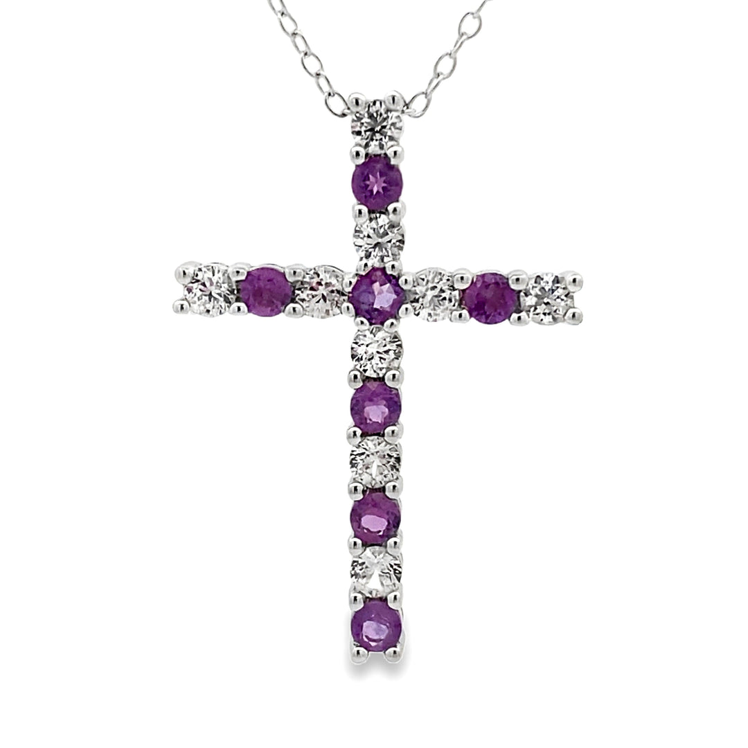 .50ct Amethyst Cross Religious Pendant Sterling Silver