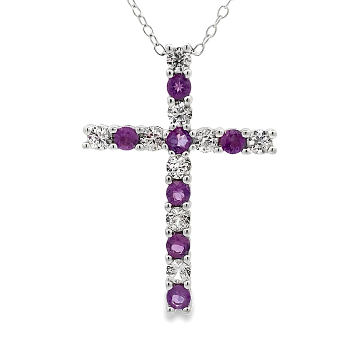 .50ct Amethyst Cross Religious Pendant Sterling Silver