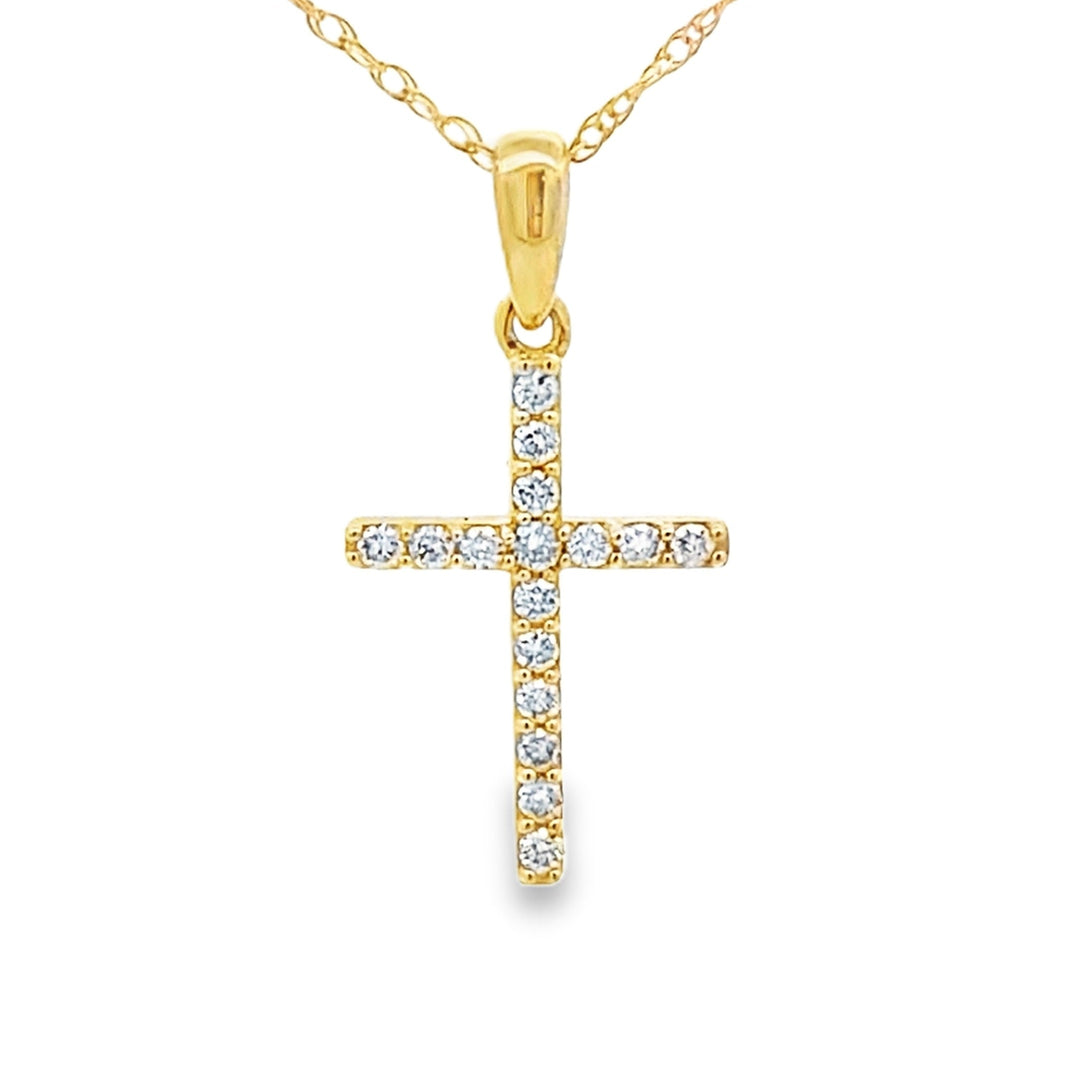 .10ct Diamond Cross Religious Pendant 14KT Yellow Gold