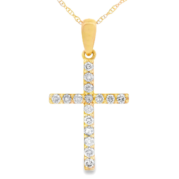 .25ct Diamond Cross Religious Pendant 14KT Yellow Gold