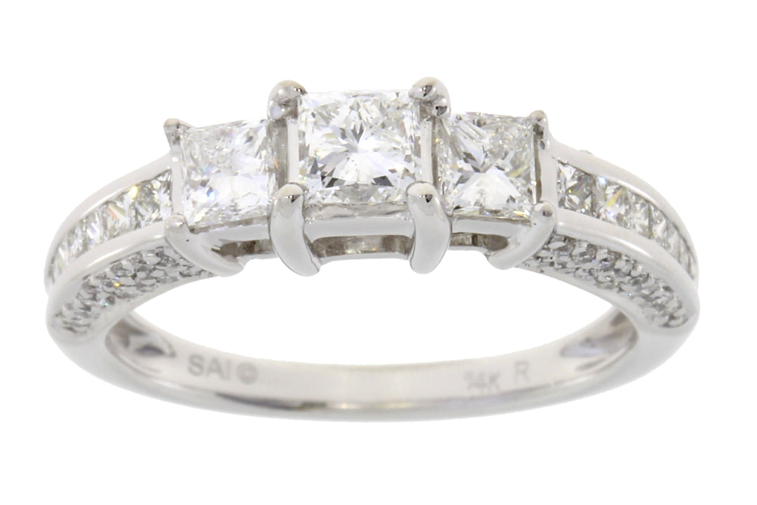 1.50ct Diamond 3 Stone Ring 14KT White Gold