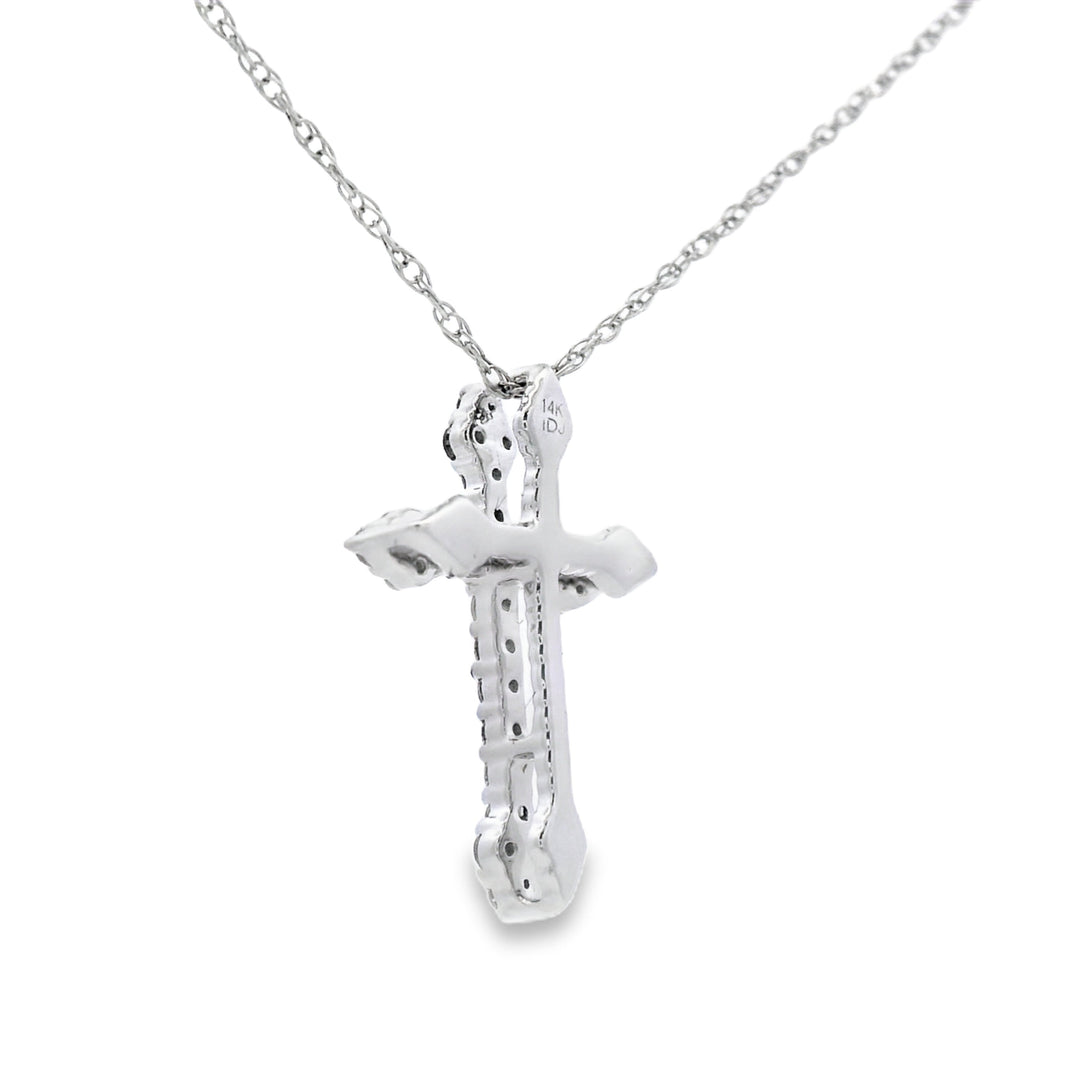 .16ct Diamond Cross Religious Pendant 14KT White Gold
