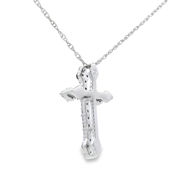 .16ct Diamond Cross Religious Pendant 14KT White Gold