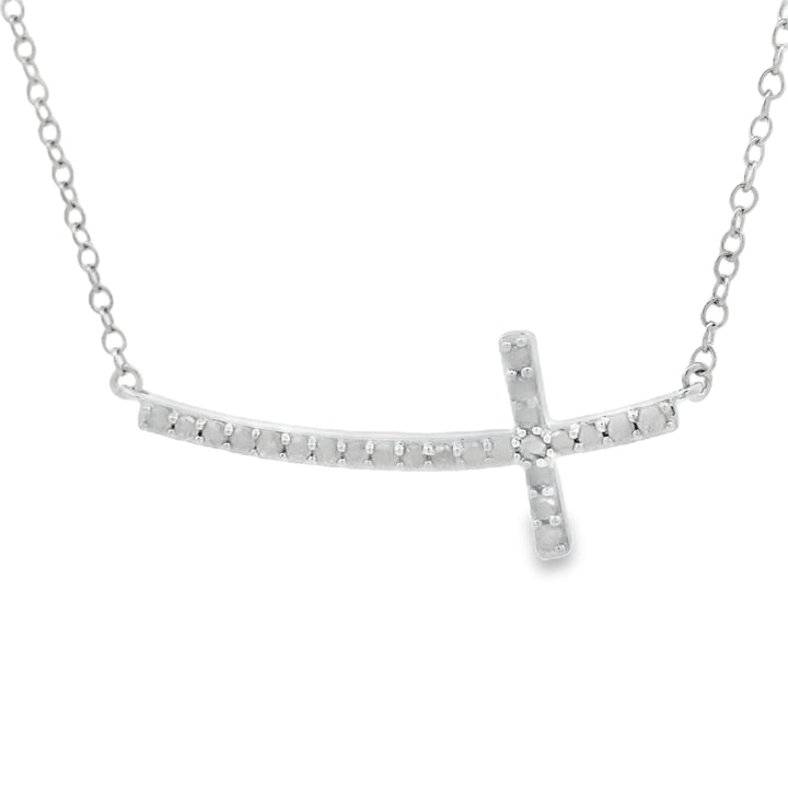 .26ct Diamond Cross Religious Pendant Sterling Silver
