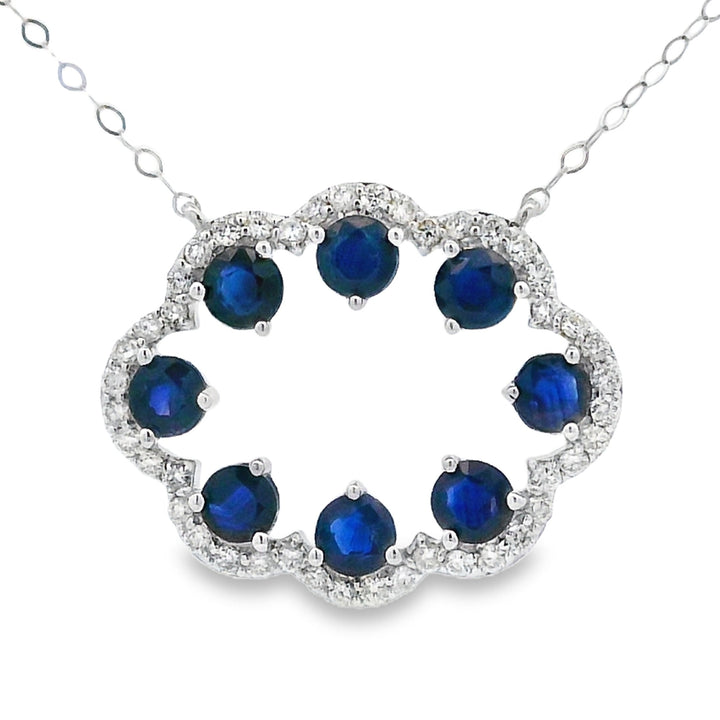 Sapphire Diamond Fashion Pendants 14KT White Gold