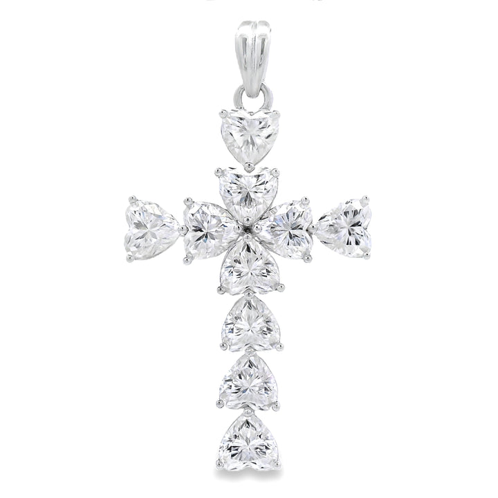 Moissanite Cross Religious Pendant Sterling Silver