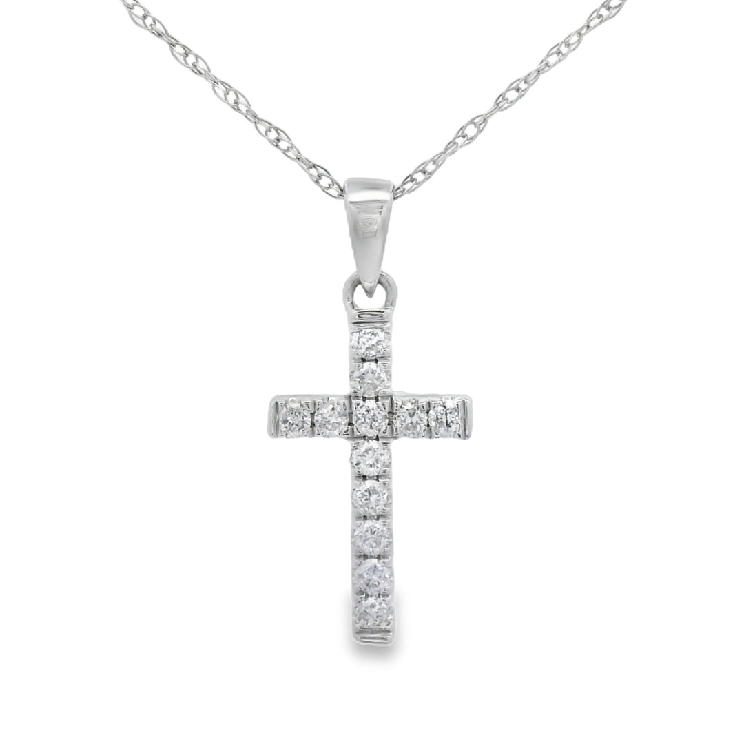 .11ct Diamond Cross Religious Pendant 14KT White Gold