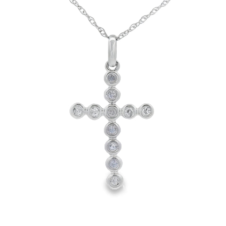 .09ct Diamond Cross Religious Pendant 14KT White Gold