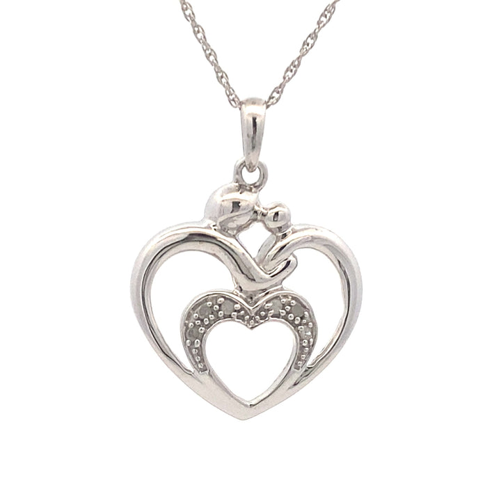 .10ct Diamond Heart Love Pendant Sterling Silver
