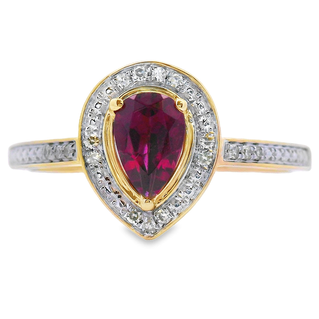 .56ct Garnet Diamond Ring 10KT Yellow Gold