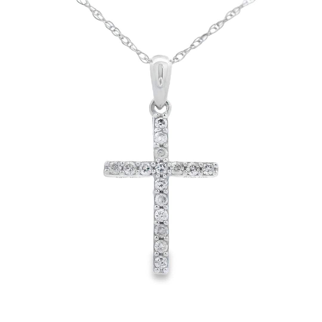 .11ct Diamond Cross Religious Pendant 14KT White Gold