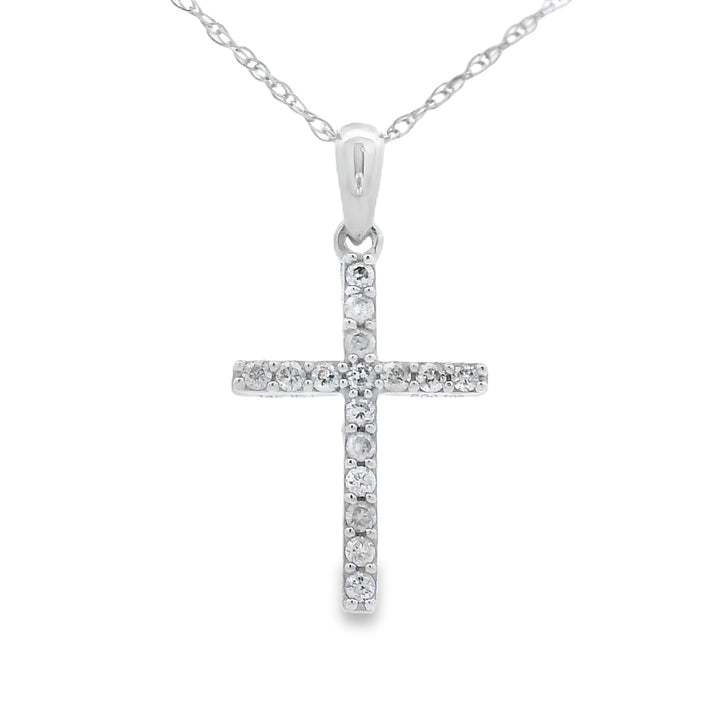 .11ct Diamond Cross Religious Pendant 14KT White Gold