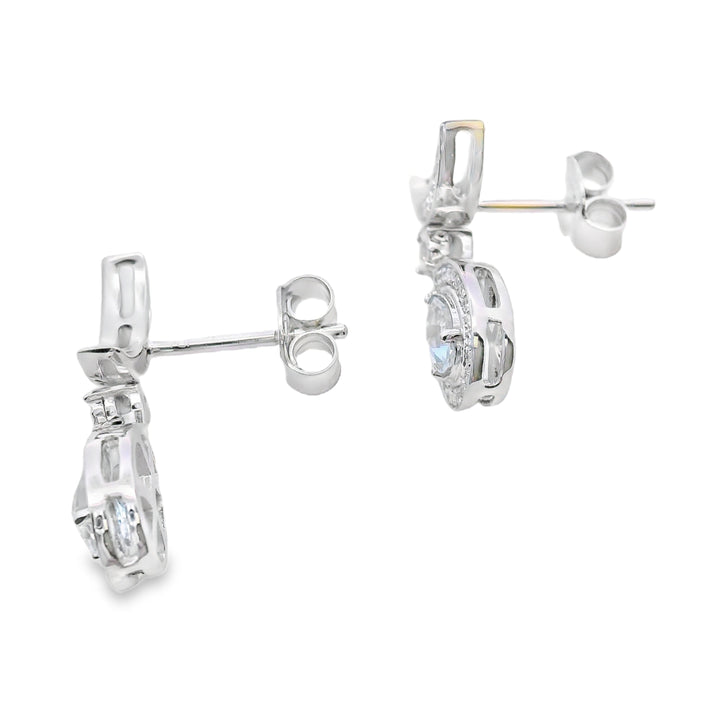 Aquamarine Diamond Dangle Earrings 10KT White Gold