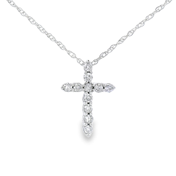.11ct Diamond Cross Religious Pendant 14KT White Gold