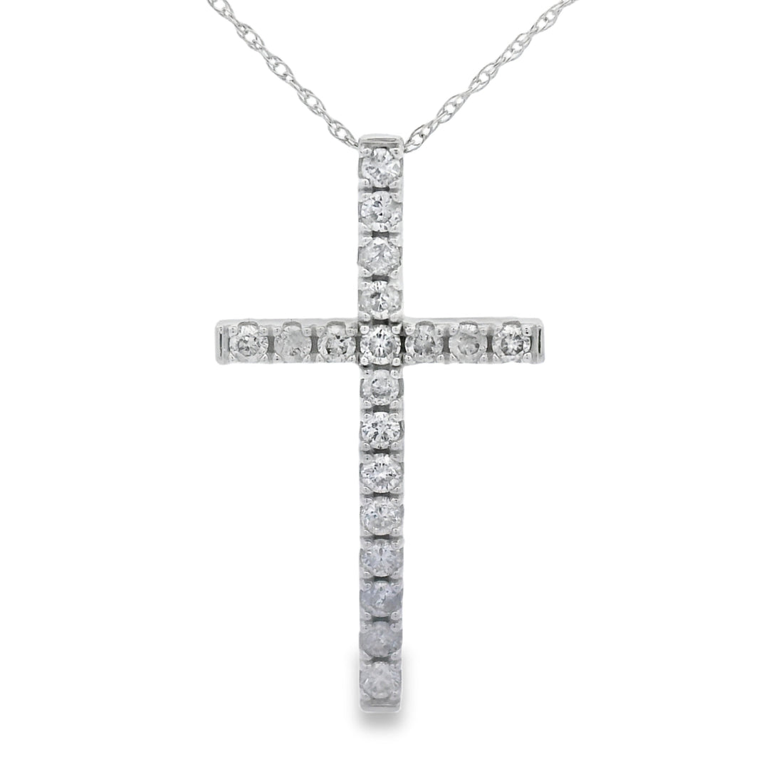 .50ct Diamond Cross Religious Pendant 14KT White Gold