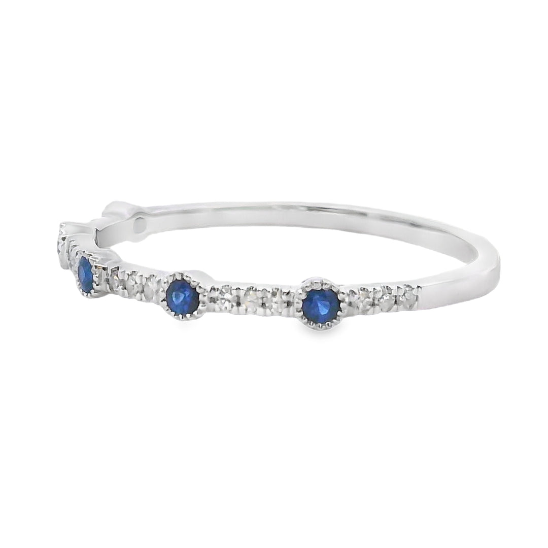 Sapphire Diamond stackable band set 14KT White Gold