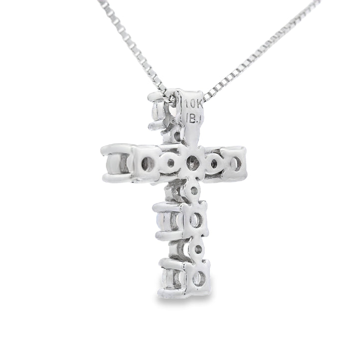 Opal Diamond Cross Religious Pendant 10KT White Gold
