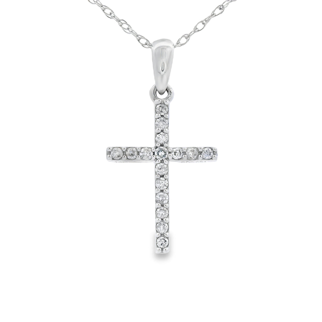 .10ct Diamond Cross Religious Pendant 14KT White Gold