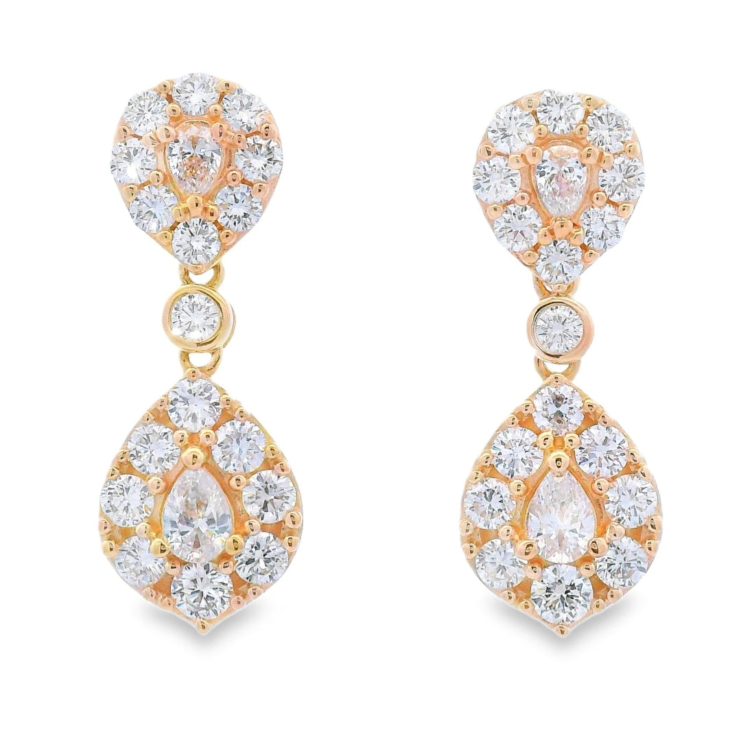 Lab Grown Diamond Dangle Earrings 14KT Yellow Gold
