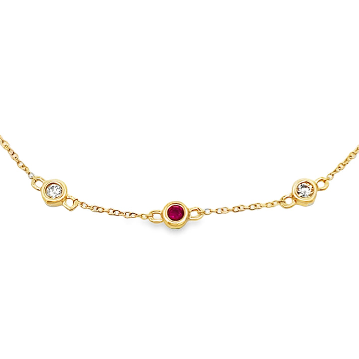 .25ct Ruby Diamond Bracelet 14KT Yellow Gold