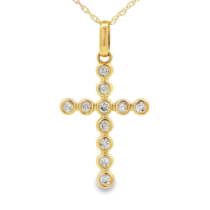 .20ct Diamond Cross Religious Pendant 14KT Yellow Gold