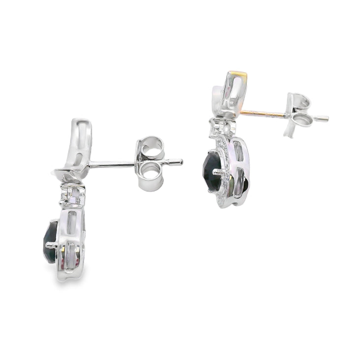 .55ct Onyx Diamond Dangle Earrings 10KT White Gold