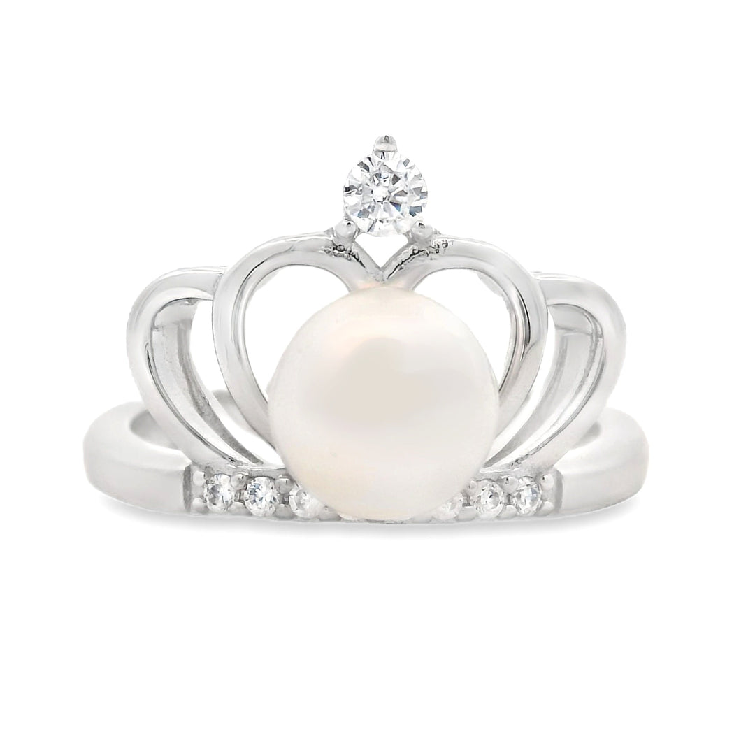 Genuine FW Pearl Cubic Zirconium Ring Sterling Silver