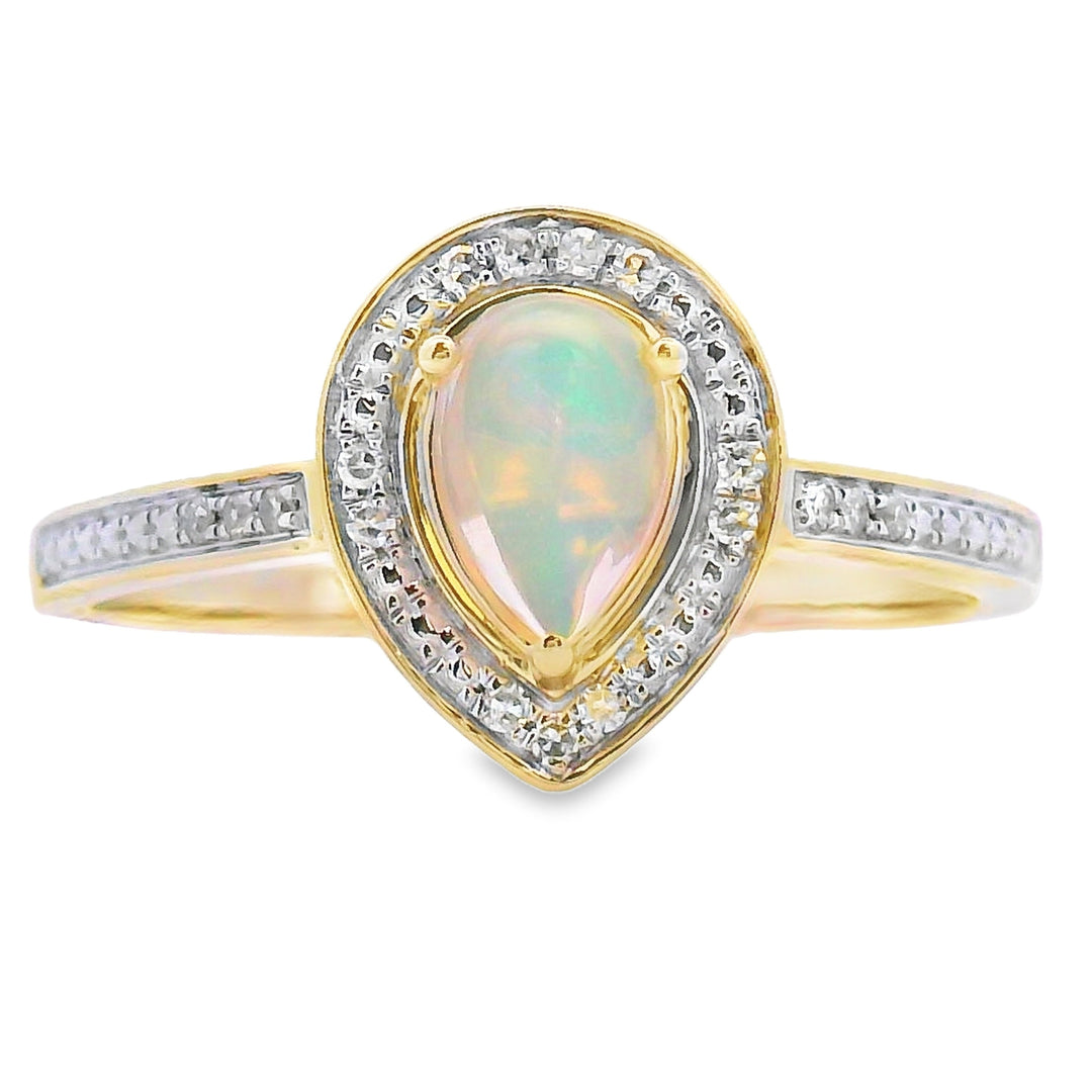 .30ct Opal Diamond Ring 10KT Yellow Gold
