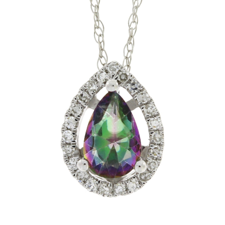 Treated Topaz Diamond Fashion Pendants 14KT White Gold