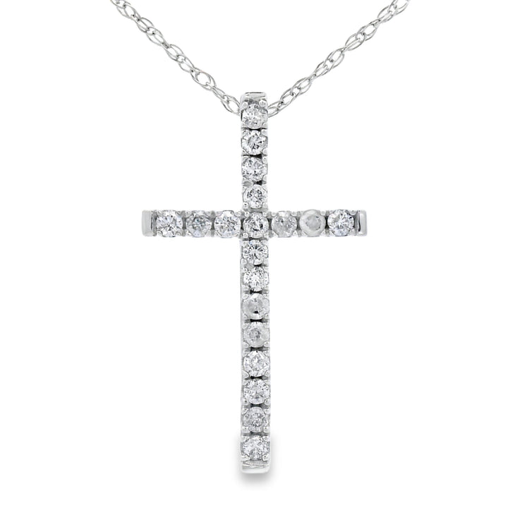 .13ct Diamond Cross Religious Pendant 14KT White Gold