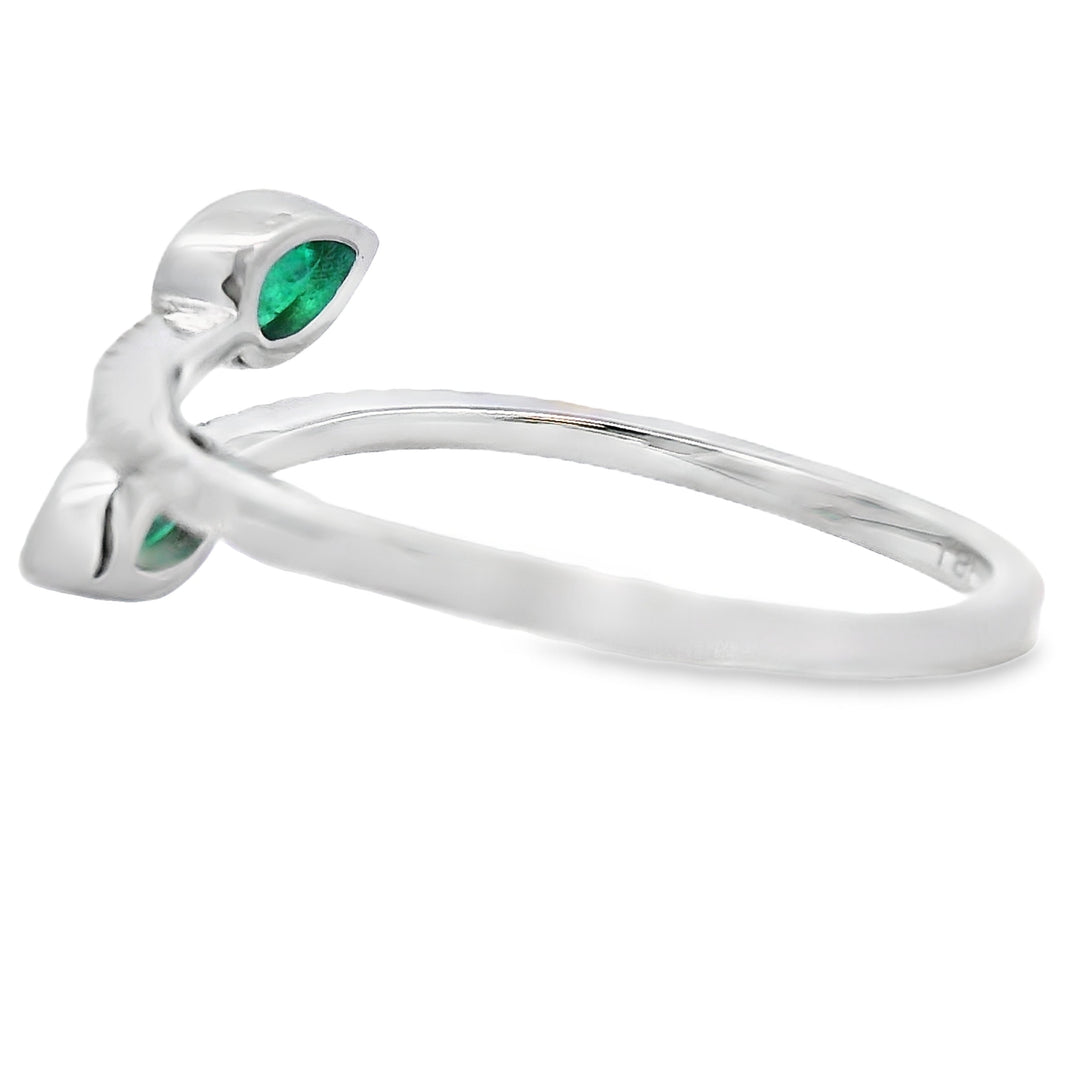 Natural .48ct Emerald Diamond Ring 14KT White Gold