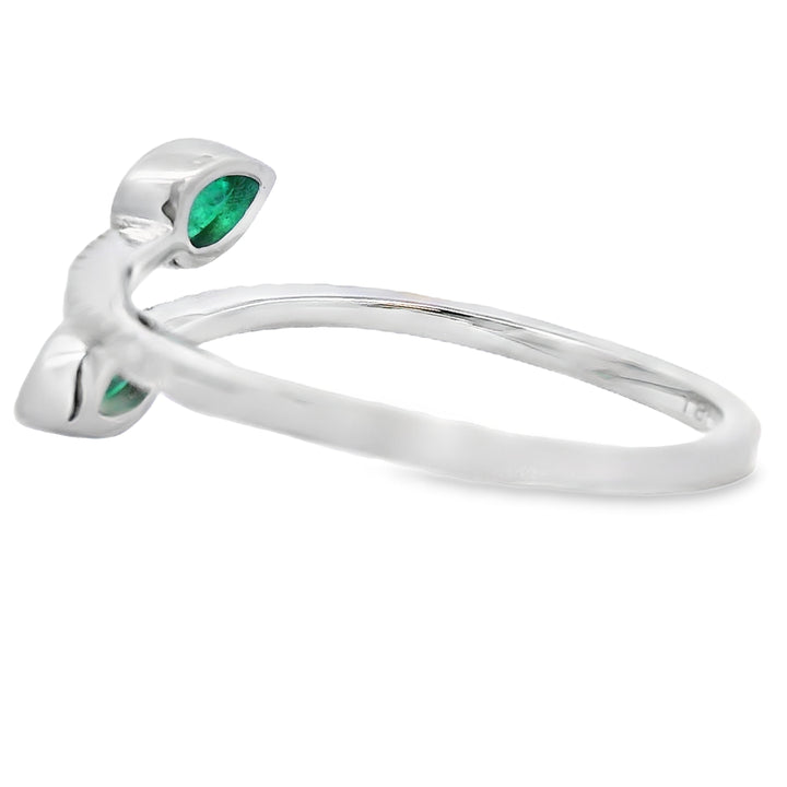 Natural .48ct Emerald Diamond Ring 14KT White Gold