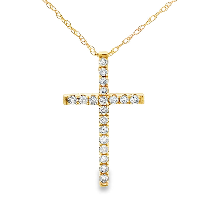 .19ct Diamond Cross Religious Pendant 14KT Yellow Gold