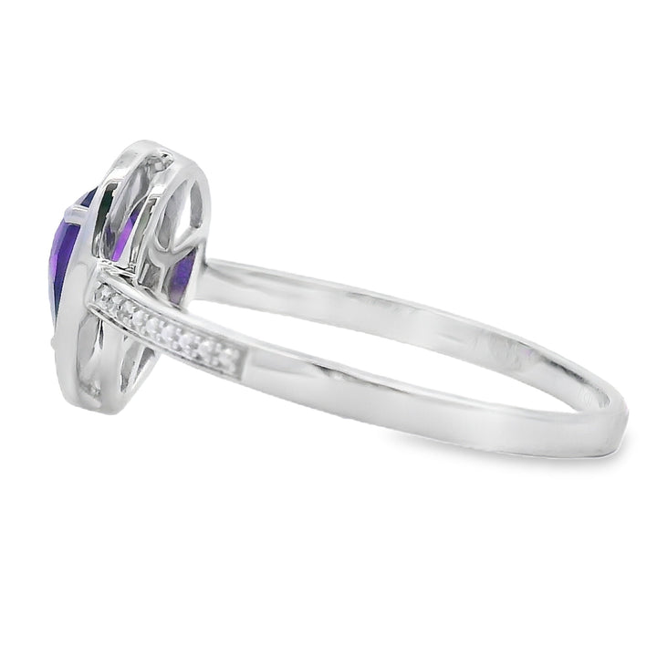 .42ct Amethyst Diamond Ring 10KT White Gold