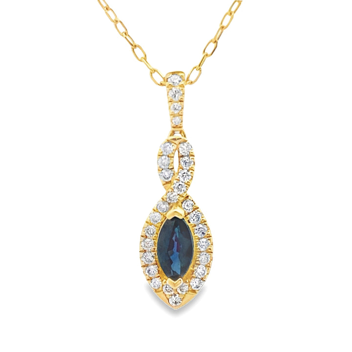 Sapphire Diamond Fashion Pendants 10KT Yellow Gold