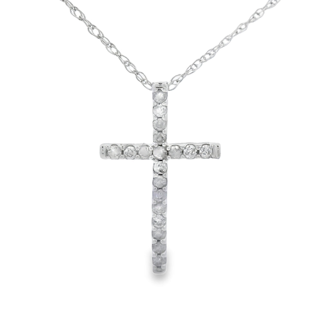 .10ct Diamond Cross Religious Pendant 14KT White Gold