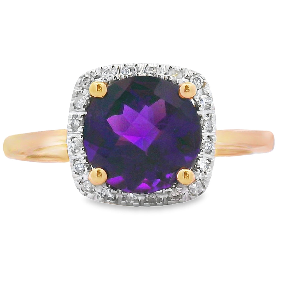 1.34ct Amethyst Diamond Ring 10KT Yellow Gold