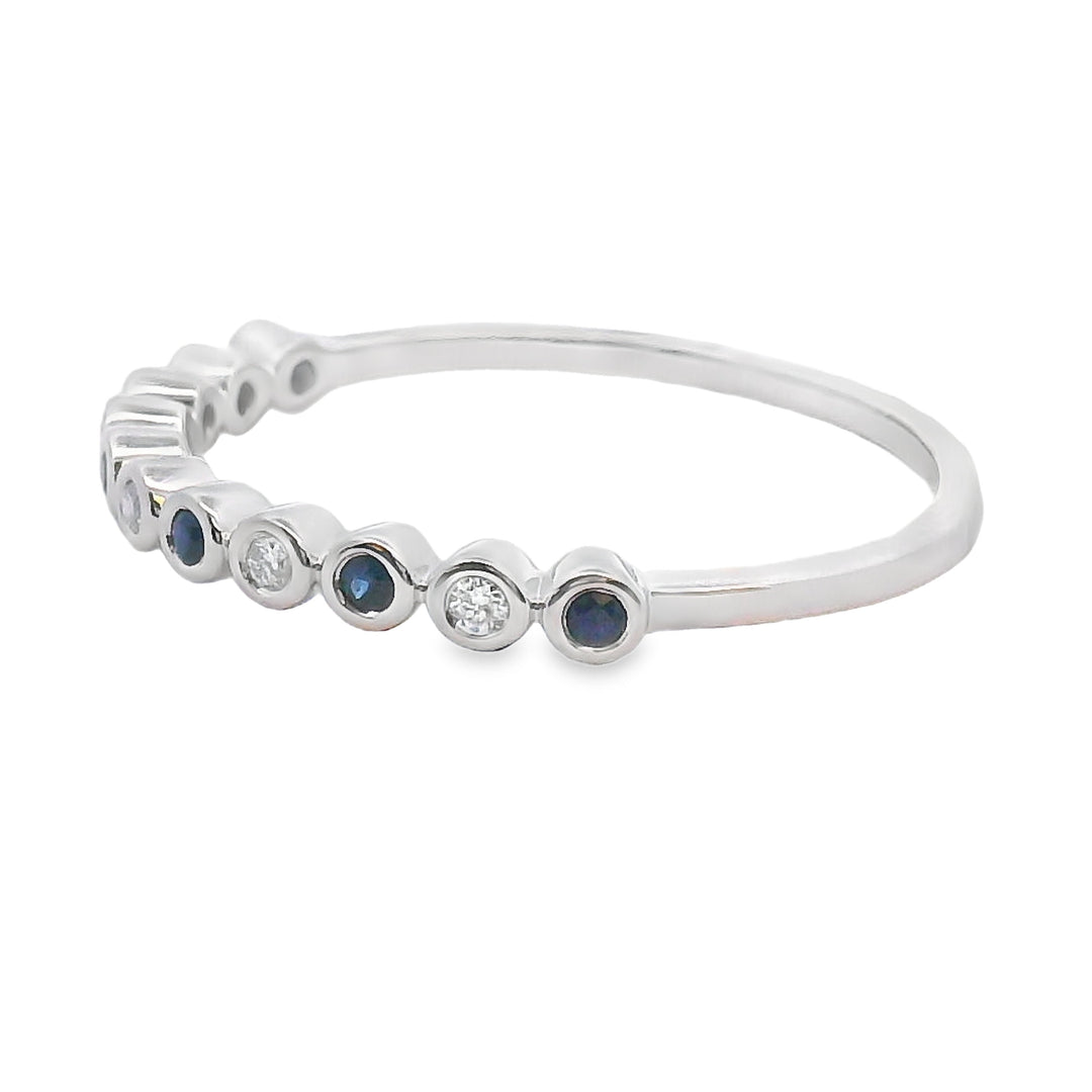 Sapphire Diamond stackable band set 14KT White Gold