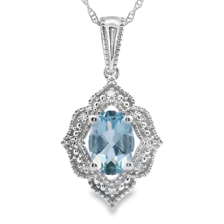 Aquamarine Diamond Fashion Pendants 10KT White Gold